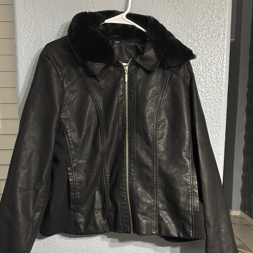 Women's Black Faux Leather Jacket